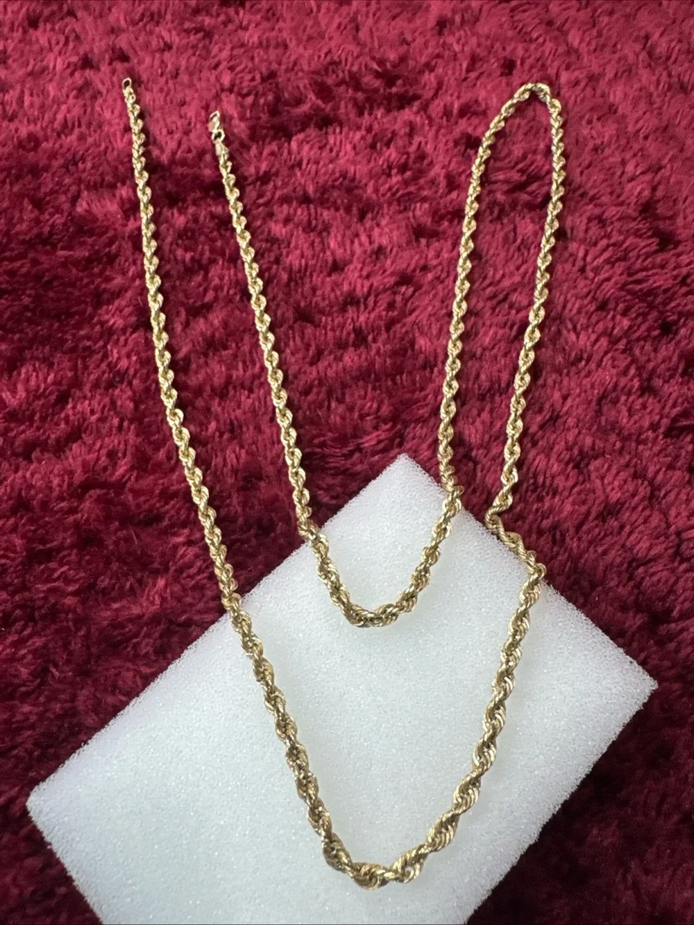 10K Yellow Gold Rope Chain Necklace 25” 3mm 3.5g Lobster Clasp Repaired